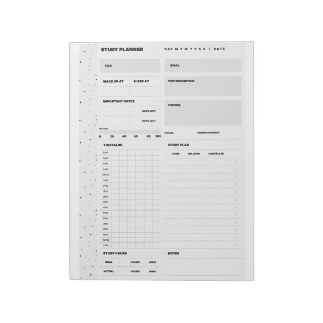 Study Planner Anteckningsblock (Roterad)