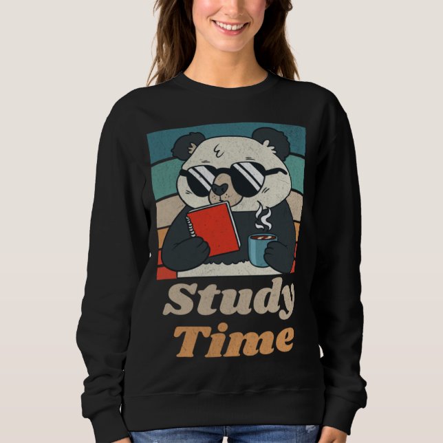 Study Time Panda Bear Cute  Retro Animal Student T Shirt (Framsida)