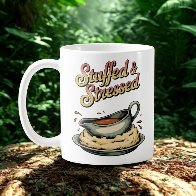 Stuffed & Stressed | Holiday Meal Chaos Humor Kaffemugg (Skapare uppladdad)