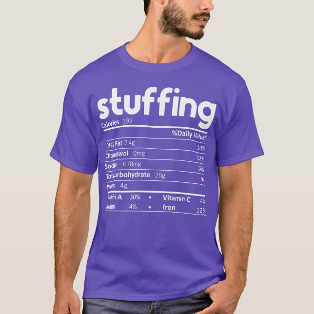 Stuffing Food Nutrition Facts Funnyhanksgiving vin T Shirt (Framsida)