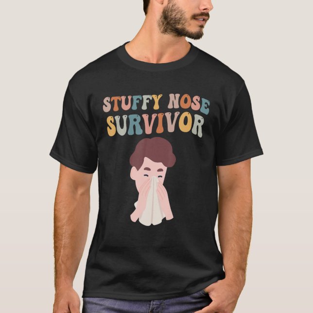 Stuffy Nose Survivor Retro Funny Sutman Man Woman T Shirt (Framsida)