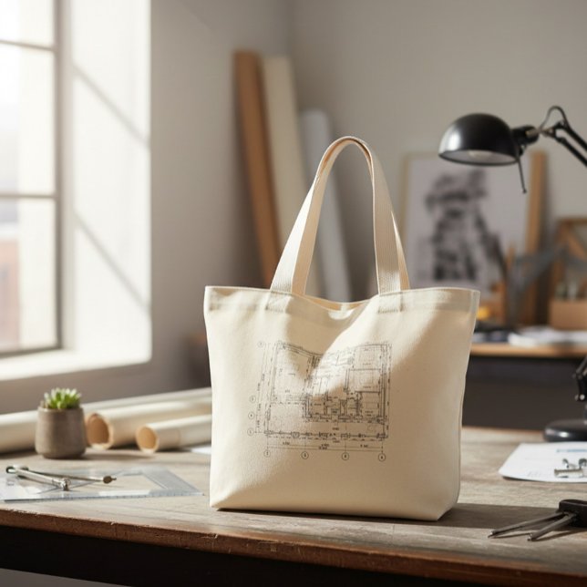 Stuga Golv Layout Ritning Totebag Jumbo Tygkasse (Skapare uppladdad)