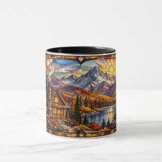 Stuga i höstlig bergslandskap mugg