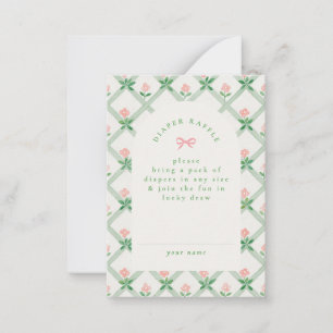 stuga kärna blomsterbåge baby shower blöja lotteri anteckningskort