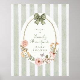 stuga kärna gingham blommig flicka välkomstskylt poster