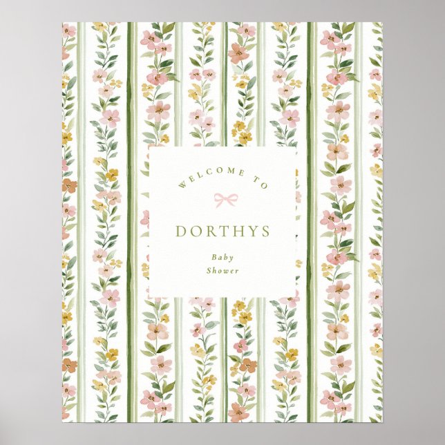 stuga kärna söta blommor flicka välkomstskylt poster (Framsidan)