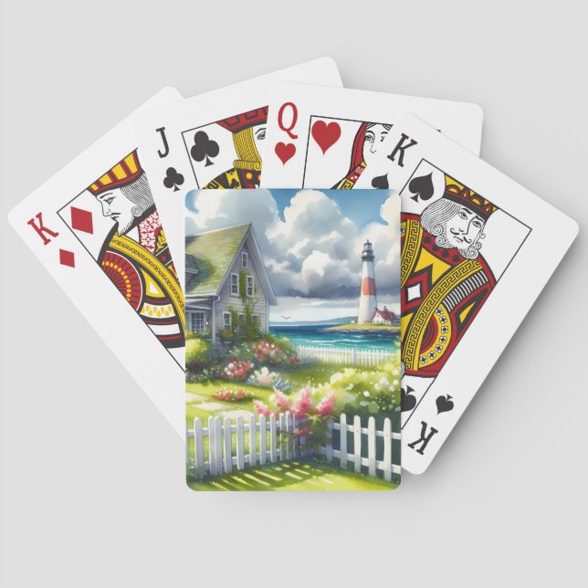 Stuga med utsikt över fyren casinokort (Baksidan)