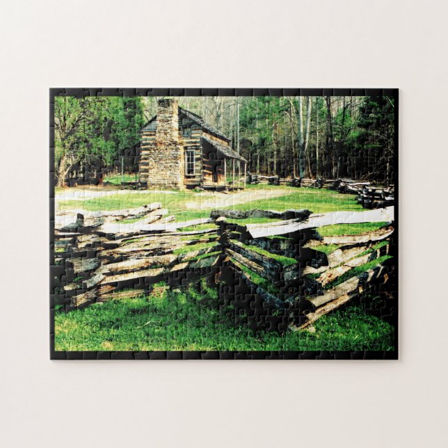 Stuga vid Cades Cove Pussel (Horisontell)