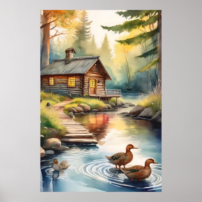 Stuga vid floden 1 poster (Framsidan)