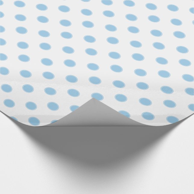 Stugablåttpolka dots på vit presentpapper (Hörn)