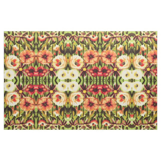 Stugblommor i Aprikos & Gul Tyg (Fat Quarter)