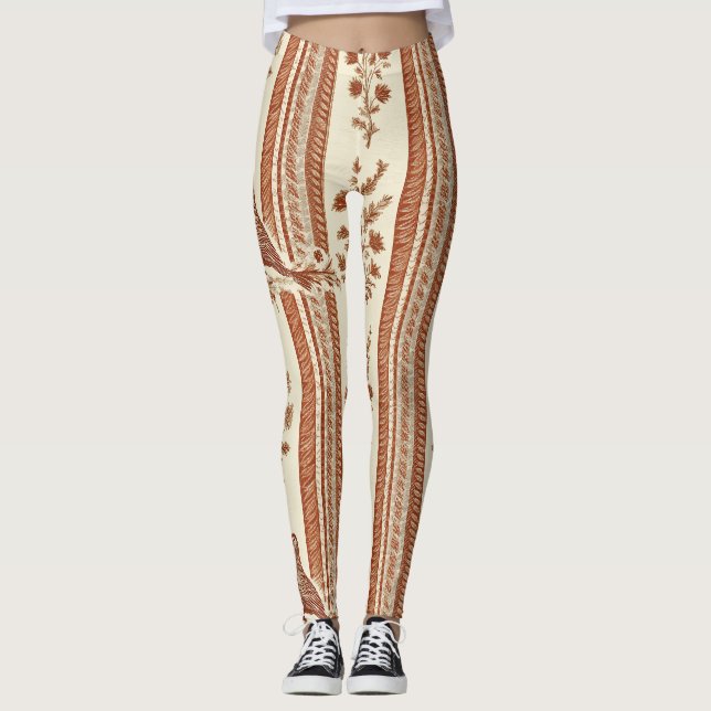 Stuggeta höns Toile Terrakotta Blommönster Leggings (Framsida)