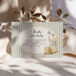 Stuggrön båge ram baby shower böcker för baby tilläggskort