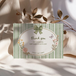 Stuggrön bågram för baby shower tack kort