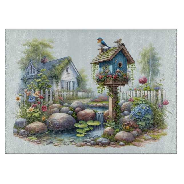 Stugidyll Birdhouse Trädgård Akvarell (Framsidan)