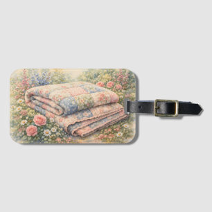 Stugidyll Floral Lappteknik Quilt Vattenfärg Bagagebricka