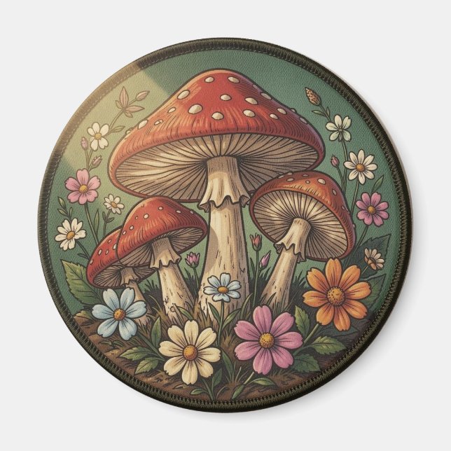 Stugidyll Mykologi och Vilda Blommor Magnet (Framsidan)
