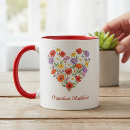 Stugidyll Vilda Blommor Hjärtat Mormor Mors Dag Mugg