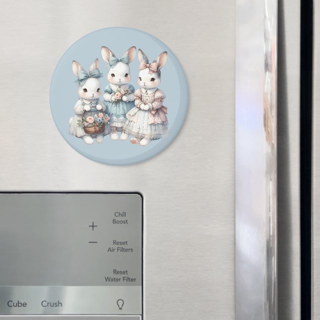 Stugillustration av kaninsystrar i akvarell magnet (In Situ (Fridge))