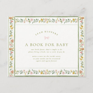 stugkärna söta blommor böcker för baby shower tilläggskort