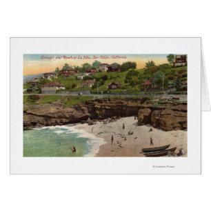Stugor och strand på La Jolla Hälsningskort