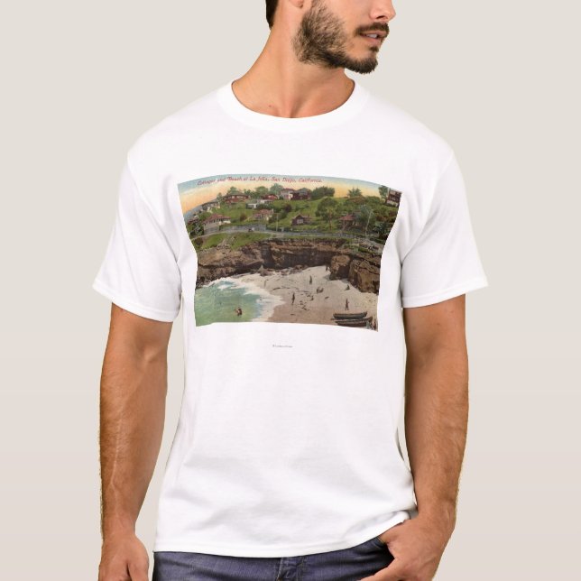 Stugor och strand på La Jolla Tee Shirt (Framsida)