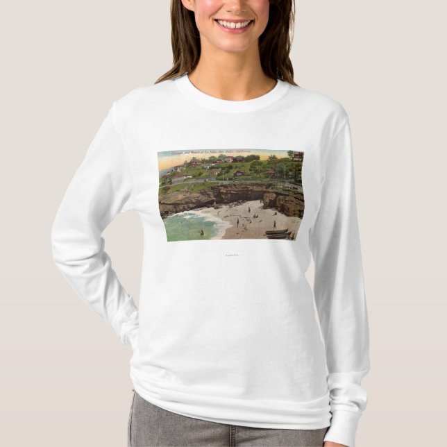 Stugor och strand på La Jolla Tee Shirt (Framsida)