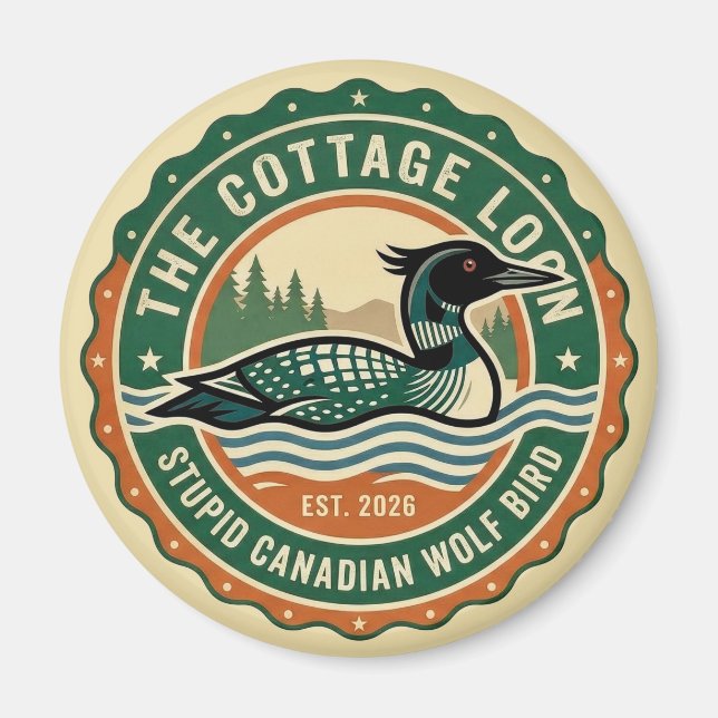 Stugslöj Stupid Kanadensisk Varg Fågel Magnet (Framsidan)