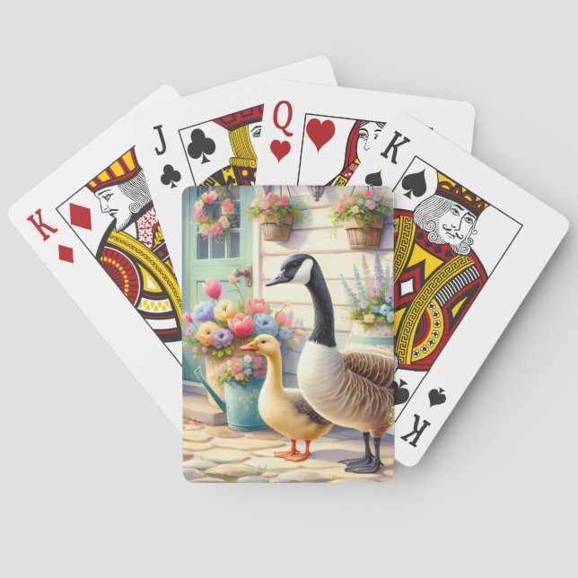Stugträdgårdsgäss Vårillustration Casinokort (Baksidan)