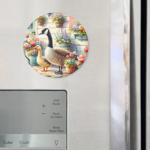 Stugträdgårdsgäss Vårillustration Magnet