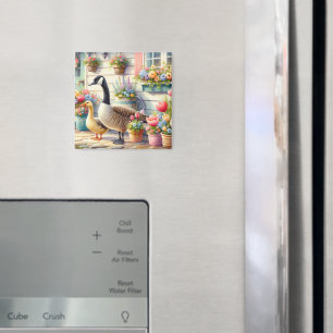 Stugträdgårdsgäss Vårillustration Magnet
