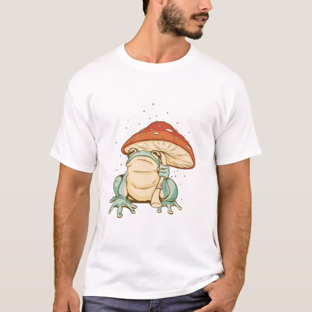 Stugträdgårdsgroda med svamp t shirt (Framsida)