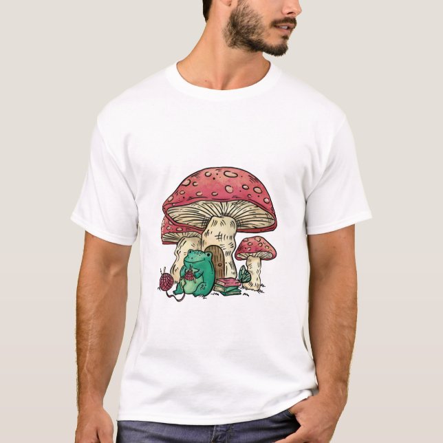Stugträdgårdsgroda med svamphus t shirt (Framsida)