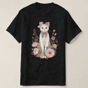 Stugukorv Katt Coquette Vintage Pastellrosor T Shirt