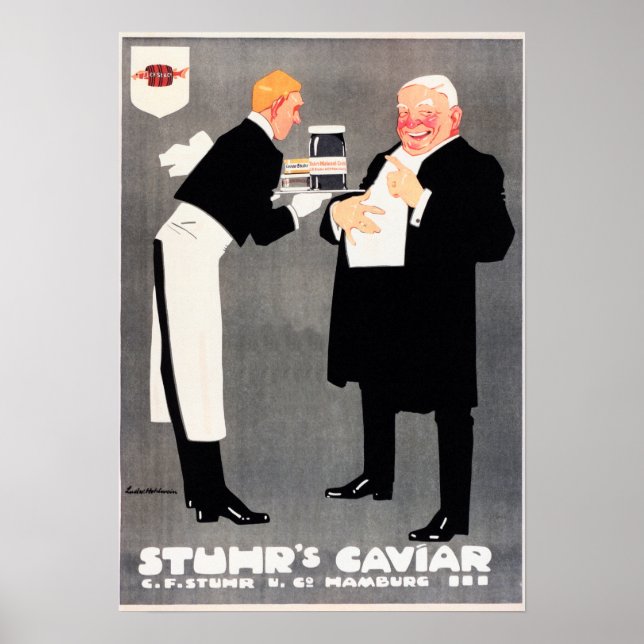 STUHR's CAVIAR Food Advertisement Ludwig Hohlwein Poster (Framsidan)