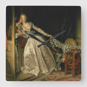 Stulen kyss Jean-Honore Fragonard Fyrkantig Klocka