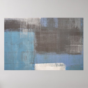 "Stumlad" Grått- och Blue Abstrakt Art Poster Skri
