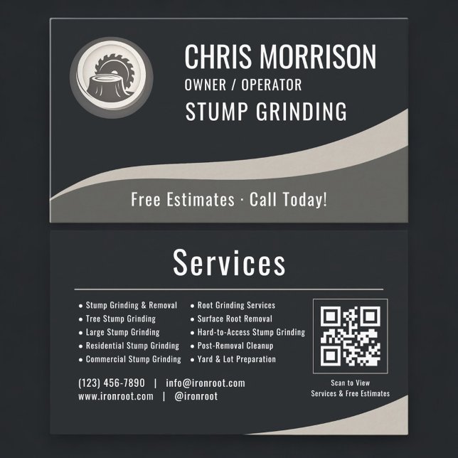 Stump Grinding QR Code Visitkort (Skapare uppladdad)