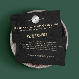 Stump Grinding Saw på Träd Trunk Ringar Visitkort
