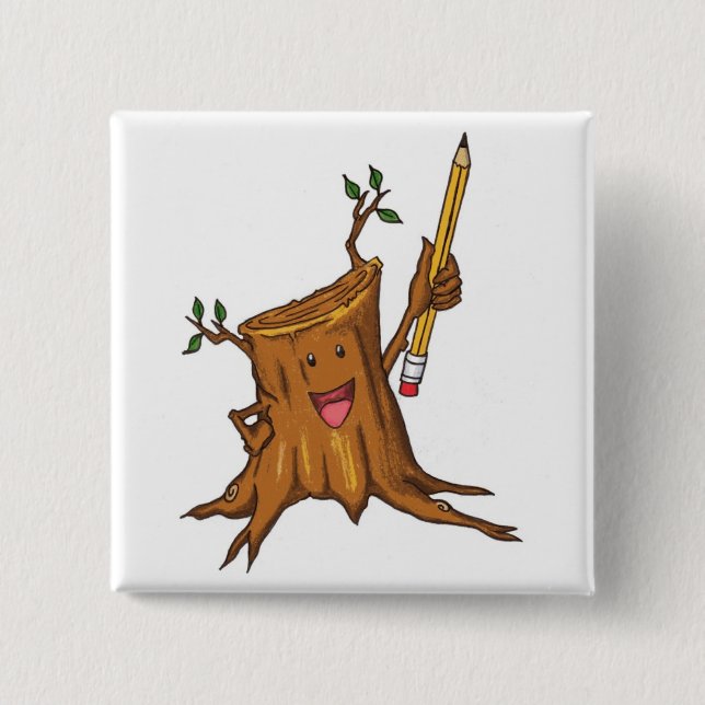 Stumpy knäppas (kvadrera), vit knapp (Framsida)