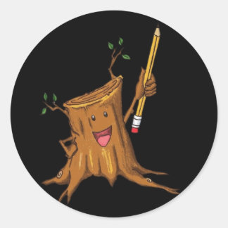 Stumpy Sticker (liten), svart Runt Klistermärke