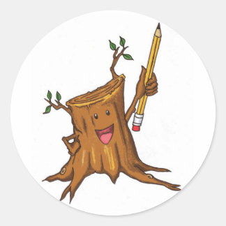 Stumpy Sticker (liten) Vit Runt Klistermärke