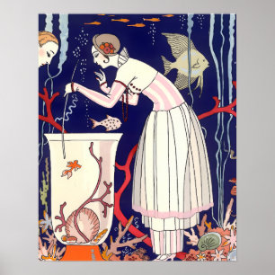 STUNANDE LITEN FISK, KONST DECO SKÖN HETSMODE POSTER