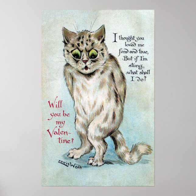 Stung Cat Vintage Valentine Poster (Framsidan)