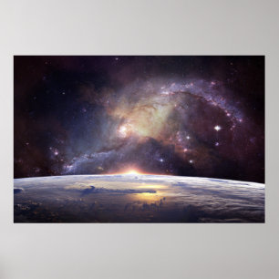 Stunnande galaxer och jord poster
