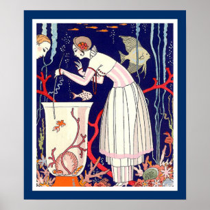 STUNNANDE LITEN FISK,ART DECO BEAUTY MODE POSTER