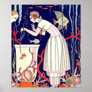 STUNNANDE LITEN FISK,ART DECO BEAUTY MODE POSTER