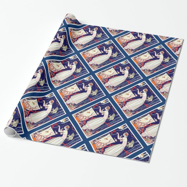 STUNNANDE LITEN FISK, ART DECO BEAUTY MODE PRESENTPAPPER (Utrullad)