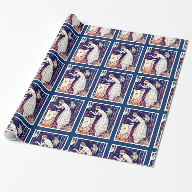 STUNNANDE LITEN FISK, ART DECO BEAUTY MODE PRESENTPAPPER (Utrullad)