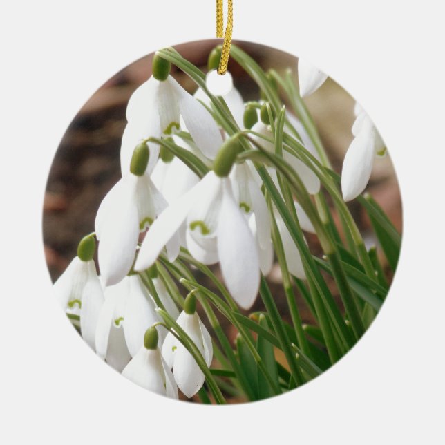 Stunnande snödroppar julgransprydnad keramik (Framsidan)